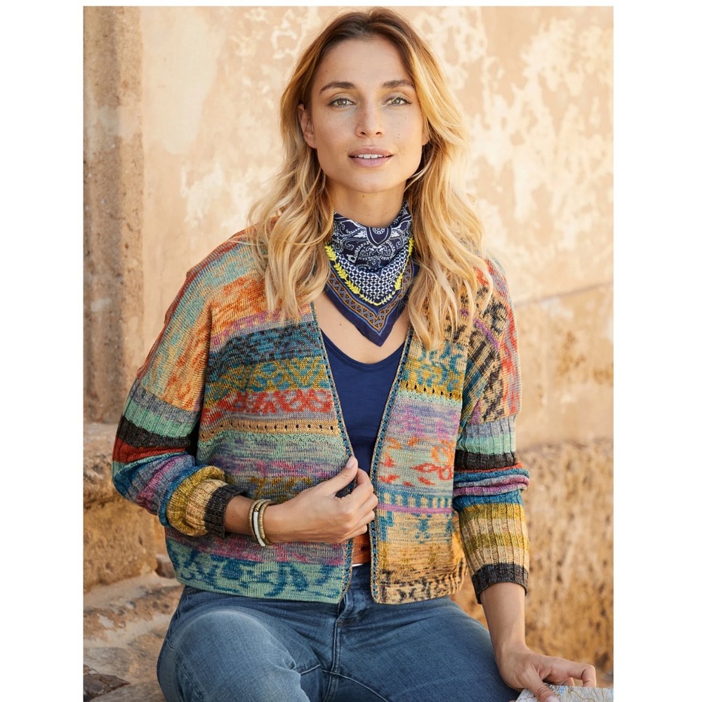 Peruvian Connection Multicolor Boho Pattern Cropp… - image 2